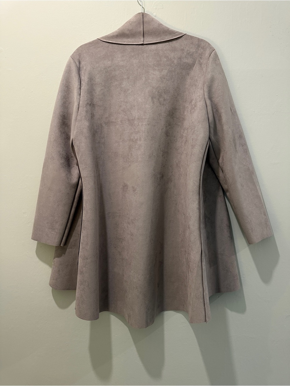 Taupe Faux Suede Floral Appliqué Duster Jacket - Picture 6 of 6